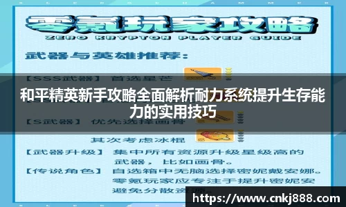 和平精英新手攻略全面解析耐力系统提升生存能力的实用技巧